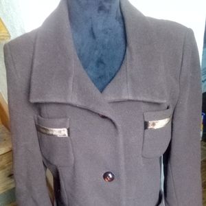 Vintage Esprit Wool Brown and Velvet Accents Coat size Medium